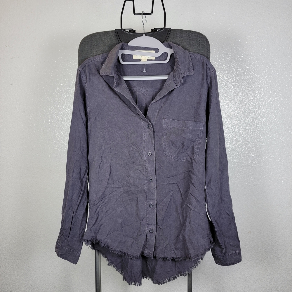 Cloth & Stone Anthropologie Shirt Grey 100% Tencel Button-Down Size S‎